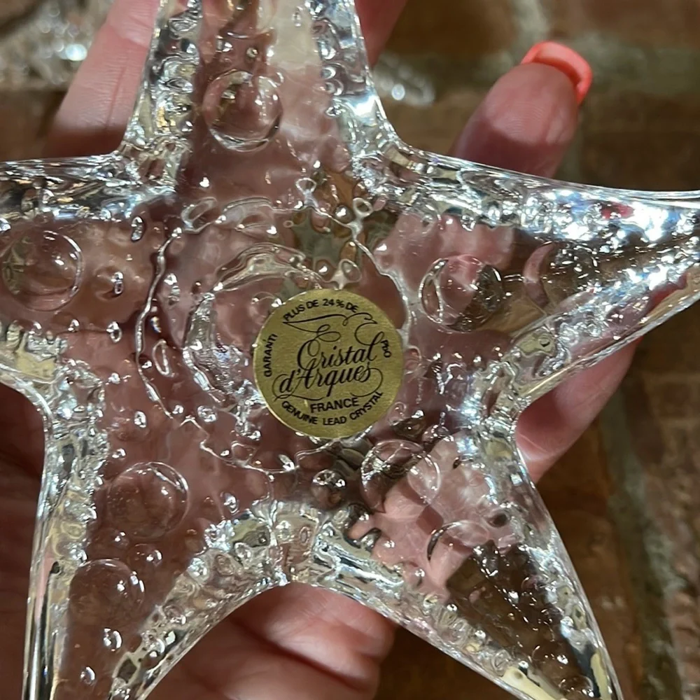 Cristal d' Arques France Genuine Lead Crystal Starfish Taper Candle Holders